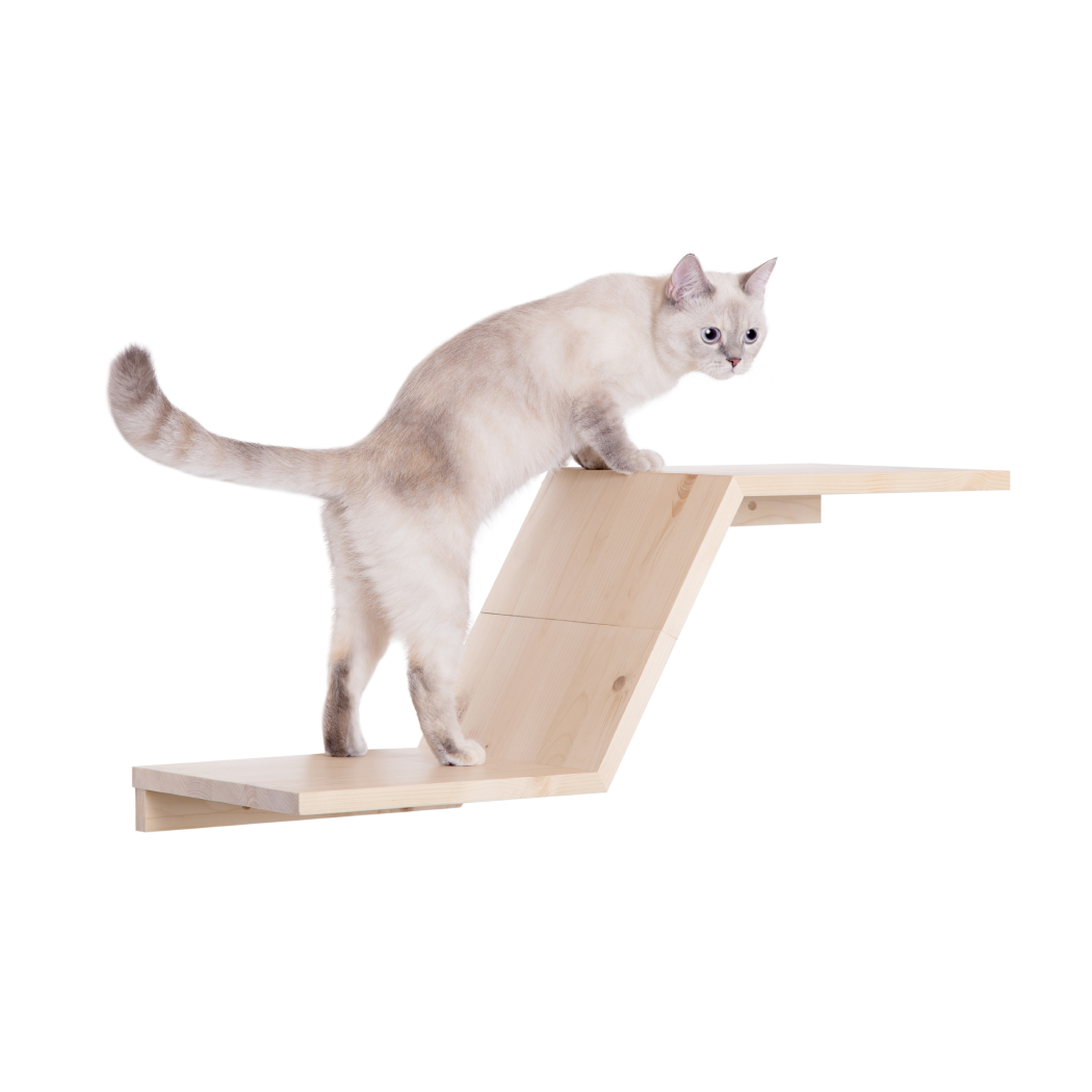 MYZOO ZONEキャットステップ/キャットウォーク スプルース無垢材 室内飼育猫の運動不足やストレスに解消。壁付けタイプでスペース取らない。