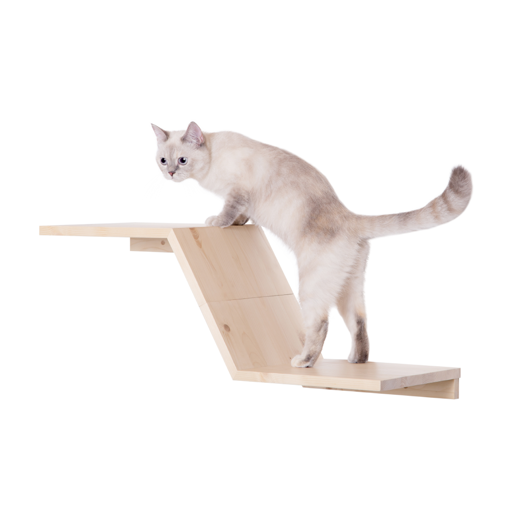 MYZOO ZONEキャットステップ/キャットウォーク　スプルース無垢材　室内飼育猫の運動不足やストレスに解消。壁付けタイプでスペース取らない。